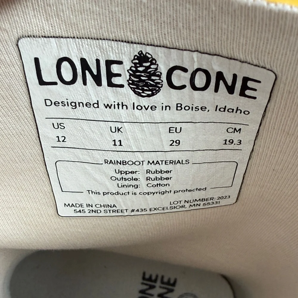NWOT Lone Cone Kids Yellow Construction Rain Boots